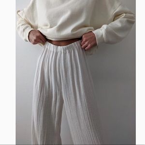 Na Nin Patricia Waffled Cotton Pant in Natural, Size Small